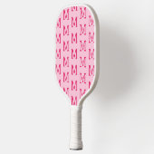 Moderne Roze Eenvoudig Initiaal Monogram Patroon Pickleball Paddle (Links)