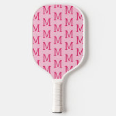 Moderne Roze Eenvoudig Initiaal Monogram Patroon Pickleball Paddle (Achterkant)