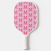 Moderne Roze Eenvoudig Initiaal Monogram Patroon Pickleball Paddle (Voorkant)