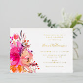 Moderne, roze, eenvoudige Baby shower Gold Folie Uitnodiging (Staand Voorkant)