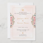 Moderne Roze Eenvoudige Bloemen Huwelijksuitnodigi Kaart (Voorkant)