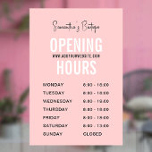 Moderne Roze Eenvoudige Boutique Openingsuren Raamsticker