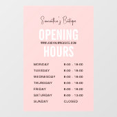 Moderne Roze Eenvoudige Openingstijden van de Bout Raamsticker (Vel)