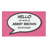 Moderne Roze Eenvoudige Stripboek Spreekwolk Naambadge (Voorkant)