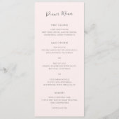 Moderne Roze Eenvoudige Trouwdag Menu (Voorkant)