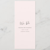 Moderne Roze Eenvoudige Trouwdag Menu (Achterkant)