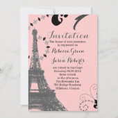 moderne roze eiffeltoren  parijs bruiloft kaart (Voorkant)