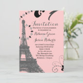 moderne roze eiffeltoren  parijs bruiloft kaart (Staand voorkant)