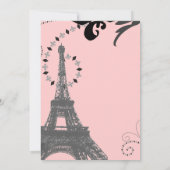moderne roze eiffeltoren  parijs bruiloft kaart (Achterkant)