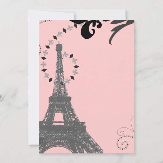 moderne roze eiffeltoren parijs bruiloft kaart (Achterkant)