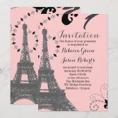 moderne roze eiffeltoren vintage paris huwelijksfe kaart (Voorkant / Achterkant)