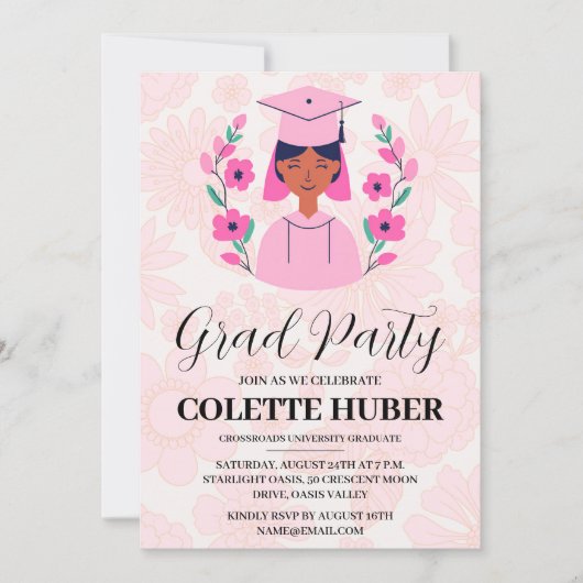 moderne roze eindexamen uitnodigingen (Voorkant)