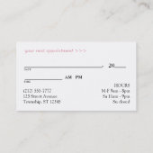 Moderne roze, elegant Damask Appointkaarten Afsprakenkaartje (Achterkant)