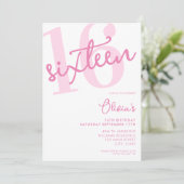 Moderne Roze Elegante 16e Verjaardag Kaart (Staand voorkant)