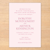Moderne roze elegante bruiloft acryl uitnodigingen (Voorkant)
