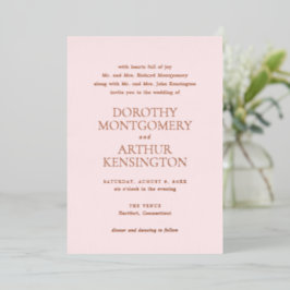 Moderne roze elegante bruiloft folie uitnodiging