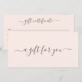 Moderne Roze Elegante Cadeaucertificaat (Voorkant / Achterkant)