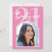 Moderne Roze Elegante Foto 21ste Verjaardag Kaart (Voorkant)
