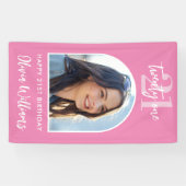 Moderne Roze Elegante Foto 21ste Verjaardag Teken Spandoek (Horizontaal)