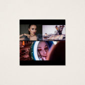 Moderne roze en achterzijde 4 Monogram fotoscript Vierkante Visitekaartjes (Achterkant)