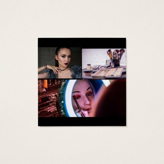 Moderne roze en achterzijde 4 Monogram fotoscript Vierkante Visitekaartjes (Achterkant)