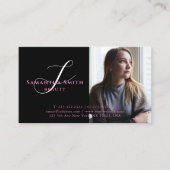 Moderne roze en achterzijde 4 Monogram fotoscript Visitekaartje (Voorkant)