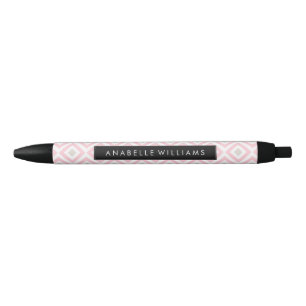 Moderne roze en beige geometrische patronen zwarte inkt pen