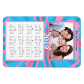 Moderne roze en blauwe Abstracte patroonmonogram Magneet (Horizontaal)