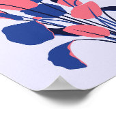 Moderne roze en blauwe botanische kunstprint poster (Hoek)