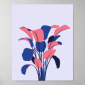 Moderne roze en blauwe botanische kunstprint poster (Voorkant)