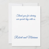 Moderne roze en blauwe bruiloft bedankkaart (Achterkant)