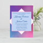 Moderne Roze en Blauwe Geometrische Bruiloft Kaart (Staand voorkant)