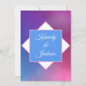 Moderne Roze en Blauwe Geometrische Bruiloft Kaart (Achterkant)