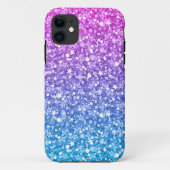 Moderne roze en blauwe glitter Case-Mate iPhone case (Achterkant)