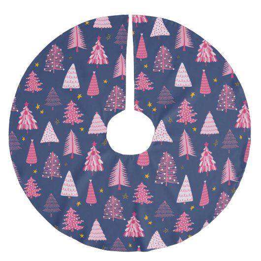 Moderne roze en blauwe kerstboom kerstboom rok (Voorkant)