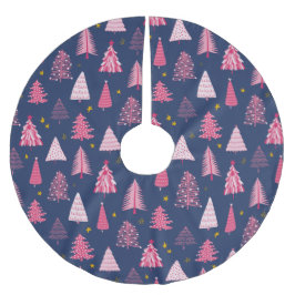Moderne roze en blauwe kerstboom rok