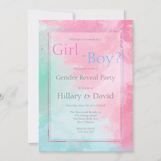 Moderne roze en blauwe seksespecificatie kaart (Voorkant)