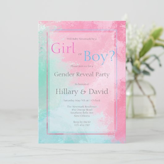 Moderne roze en blauwe seksespecificatie kaart (Staand voorkant)