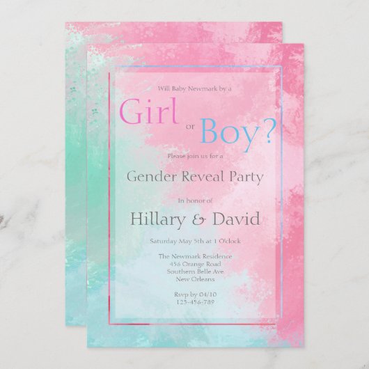 Moderne roze en blauwe seksespecificatie kaart (Voorkant / Achterkant)