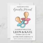 moderne roze en blauwe uitnodigingen voor geslacht (Voorkant)