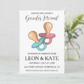 moderne roze en blauwe uitnodigingen voor geslacht (Staand voorkant)