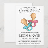 moderne roze en blauwe uitnodigingen voor geslacht (Voorkant / Achterkant)