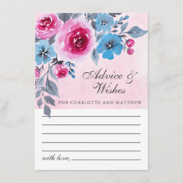 Moderne roze en blauwe Waterverf Advieskaart