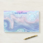 Moderne roze en blauwe Waterverf zwemt Glitter Post-it® Notes (Op bureau)