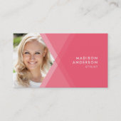 Moderne roze en Blauwgroen gelaagde geometrische f Visitekaartje (Voorkant)