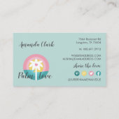 Moderne roze en Blauwgroen tropische palmboom Logo Visitekaartje (Achterkant)