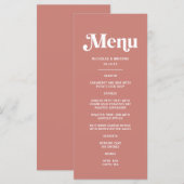 Moderne Roze en Bourgondi Trouwthema Menu (Voorkant / Achterkant)