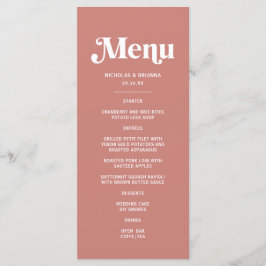 Moderne Roze en Bourgondi Trouwthema Menu