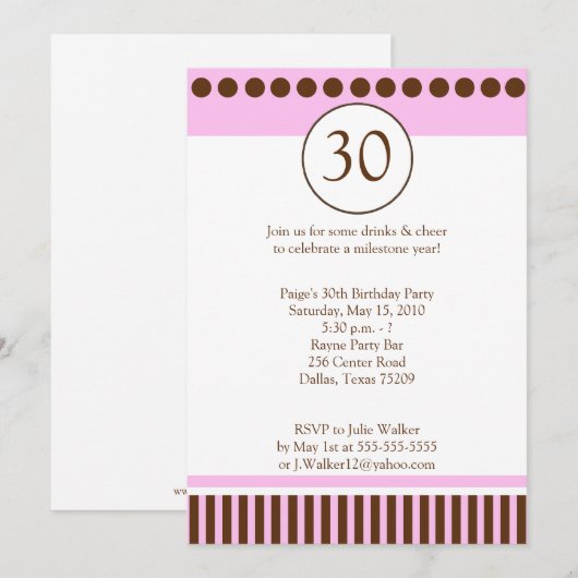 Moderne roze en bruin, 5 dagen per dag, uitnodigin kaart (Voorkant / Achterkant)