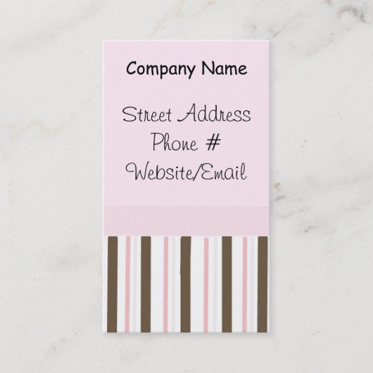 Moderne roze en bruine strepen visitekaartje (Voorkant)